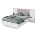 Cama Casal com 2 Mesas de Apoio e USB Solaris 4 GV Revestimento Sintético Bege e Branca