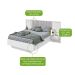 Cama Casal com 2 Mesas de Apoio e USB Solaris 4 GV Revestimento Sintético Bege e Branca