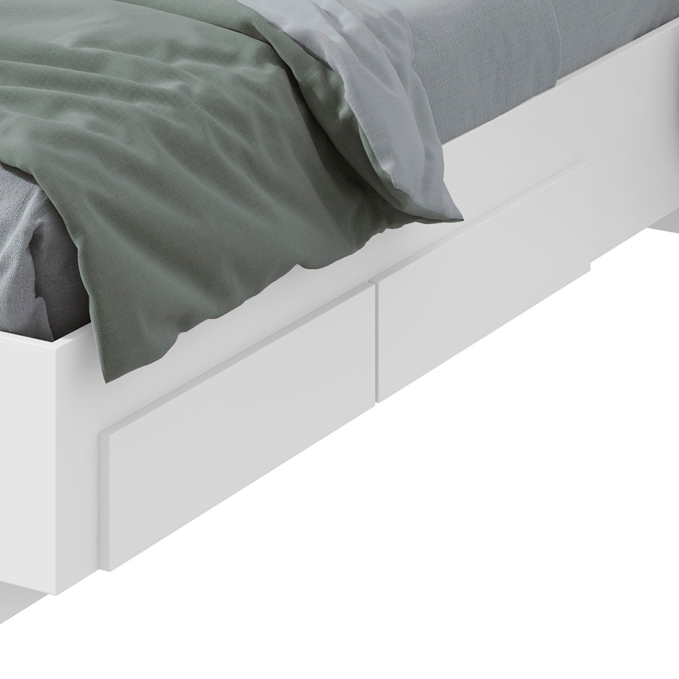 Cama Casal com 2 Mesas de Apoio e USB Solaris 4 GV Revestimento Sintético Bege e Branca