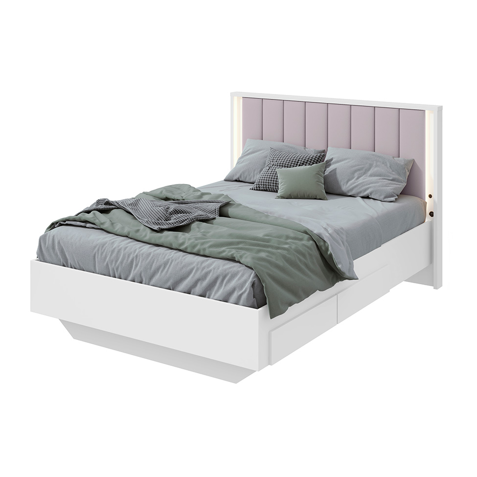 Cama Casal com USB Solaris 2 GV Revestimento Sintético Bege e Branca