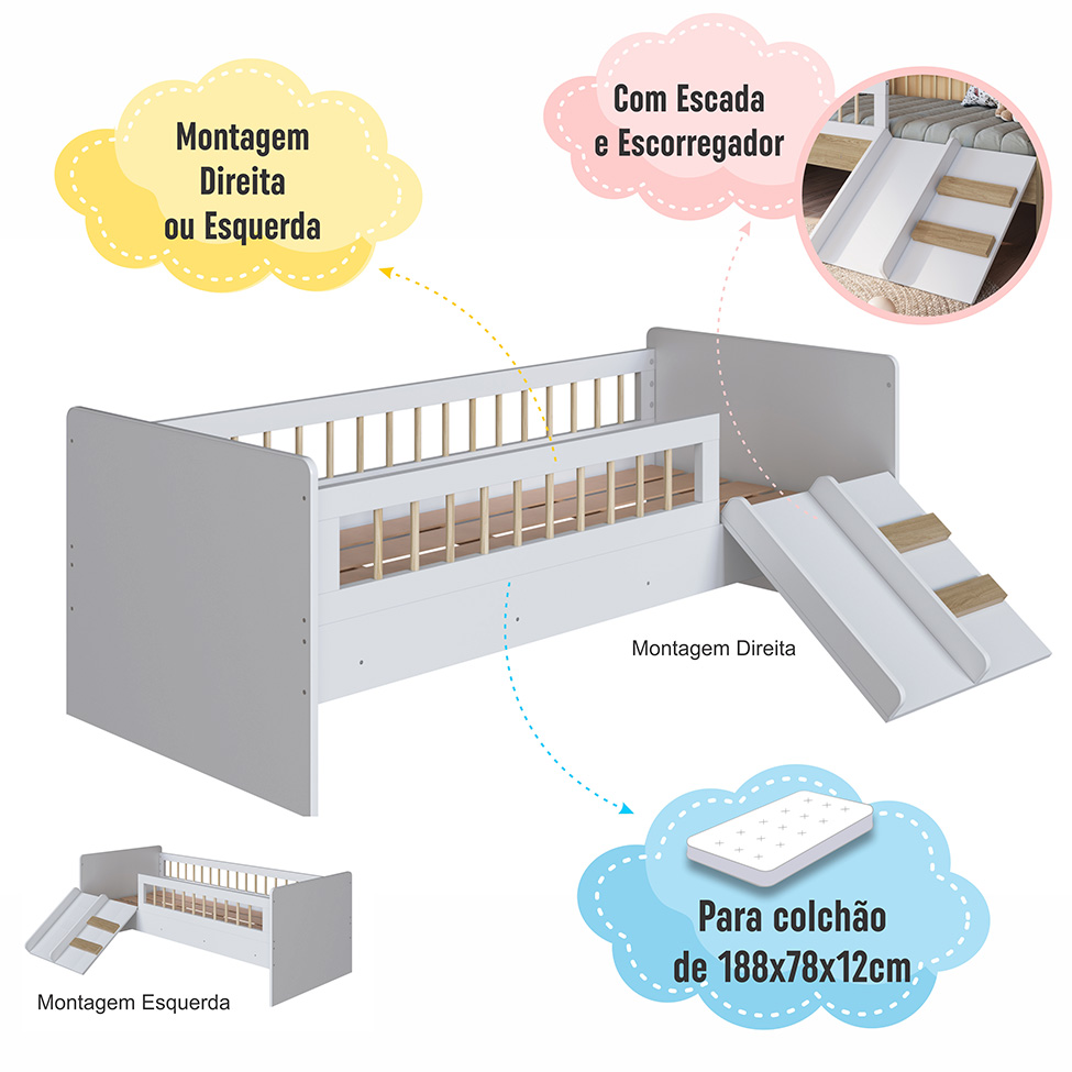 Cama Infantil Afeto Branca