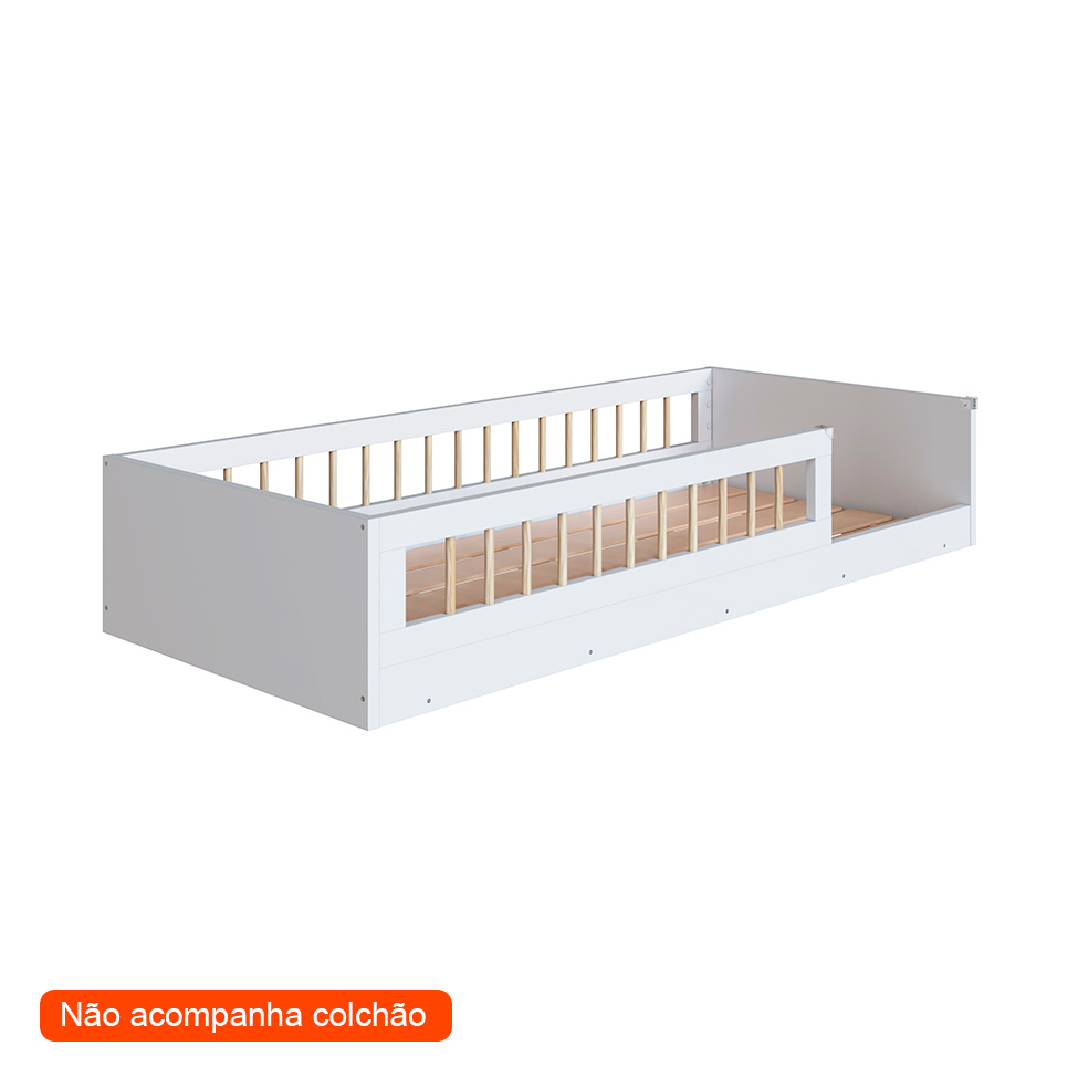 Cama Infantil Montessoriana Afeto Branca 85 cm