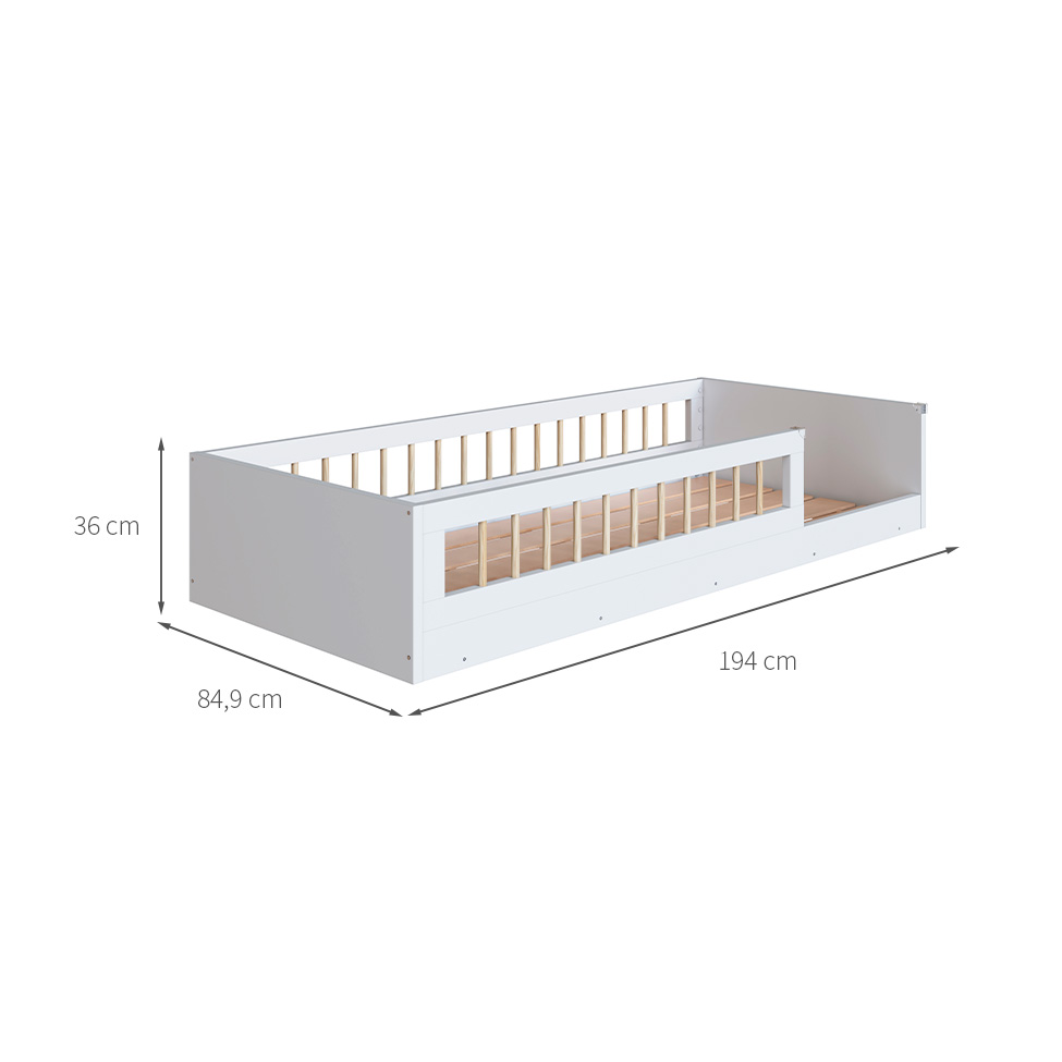 Cama Infantil Montessoriana Afeto Branca 85 cm