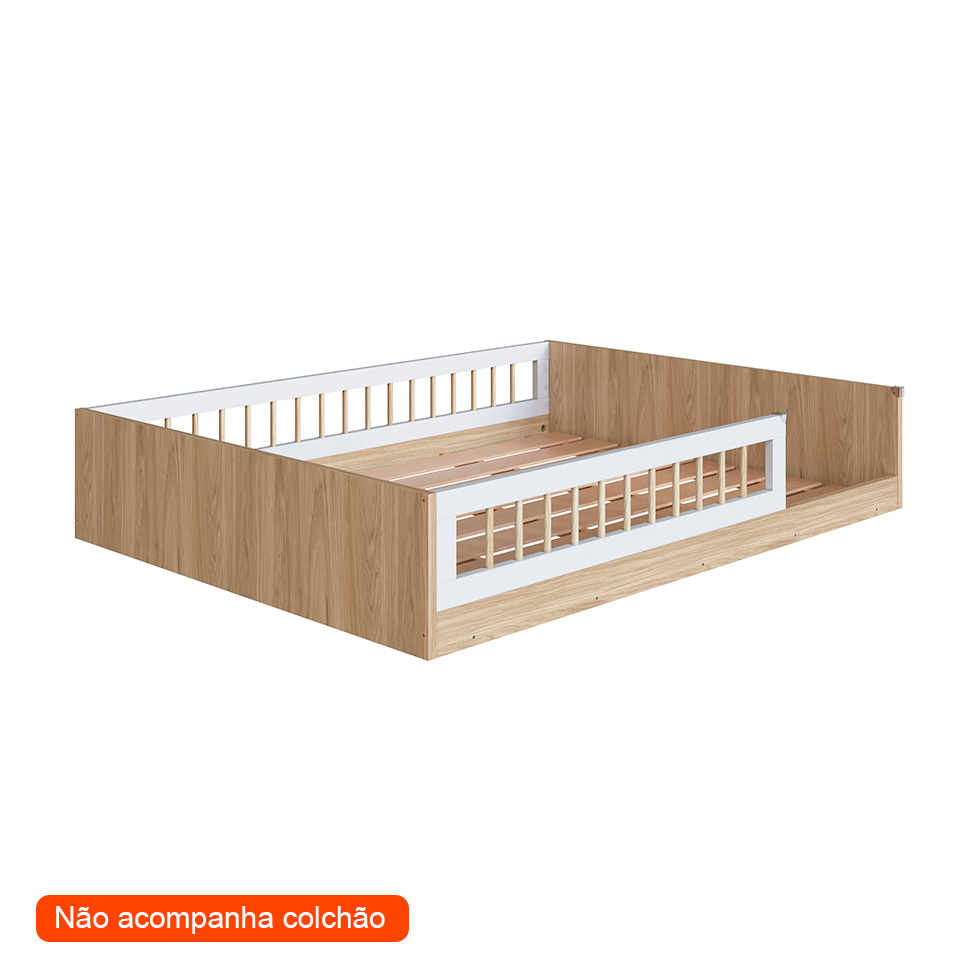 Cama Infantil Montessoriana Afeto Branca e Aveiro 145 cm