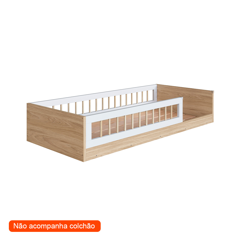 Cama Infantil Montessoriana Afeto Branca e Aveiro 85 cm