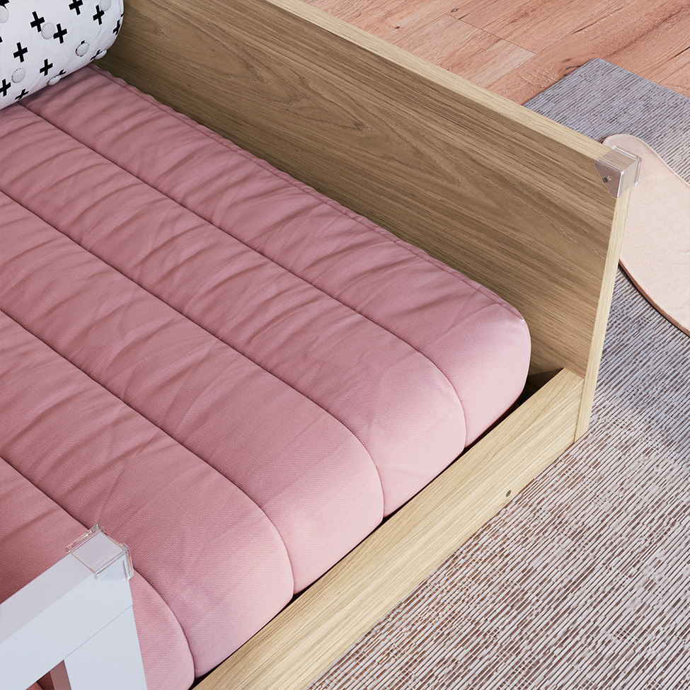 Cama Infantil Montessoriana Afeto Branca e Aveiro 85 cm