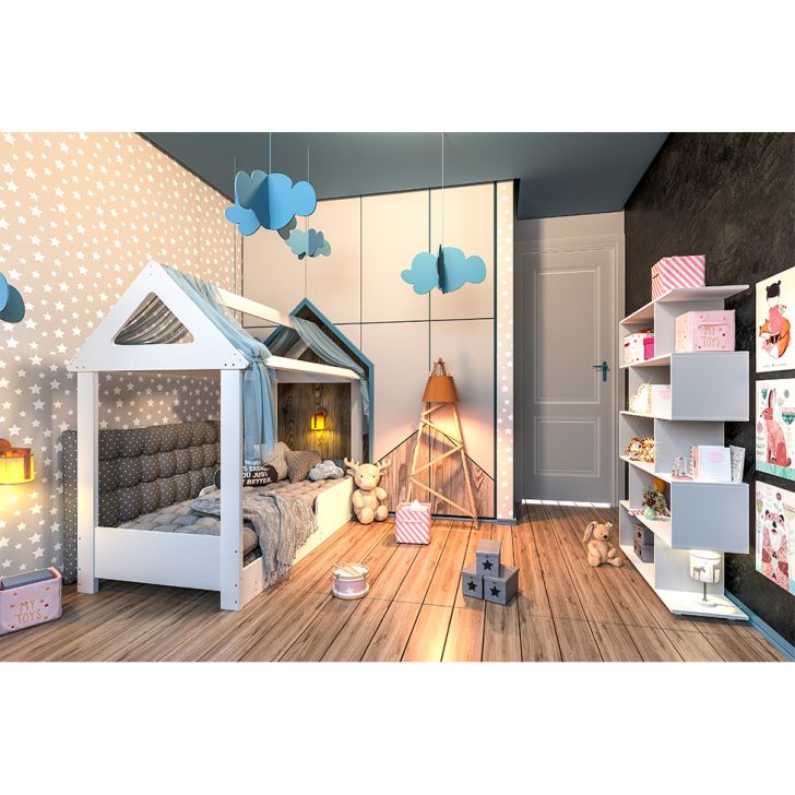 Cama Casinha Montessoriana Infantil 100% MDF Para Colchão de 70x150cm -  Cabana - Branca - Home Shop Móveis - Loja virtual