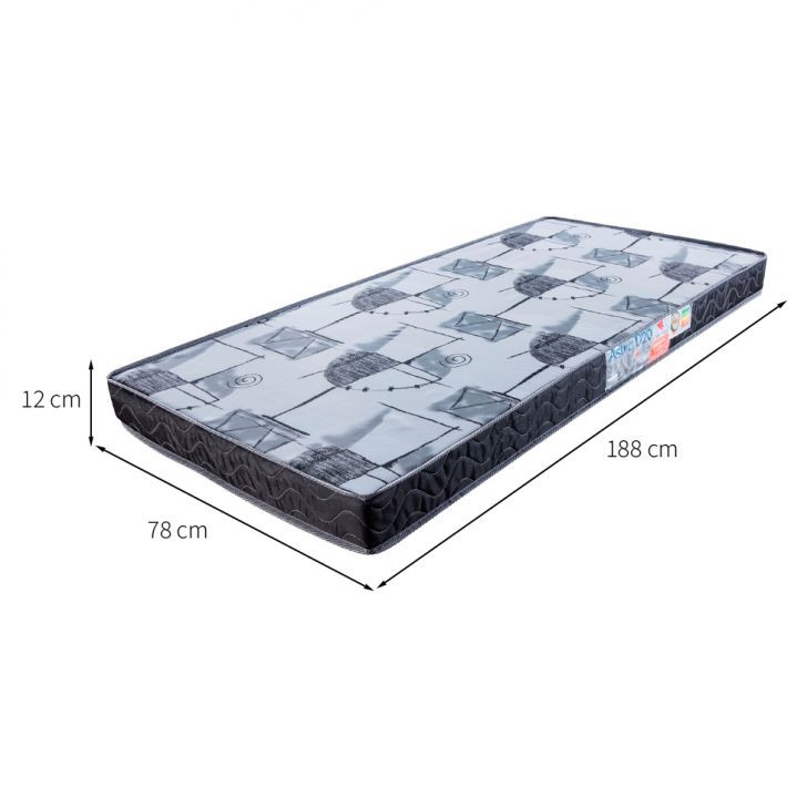 Cama Infantil Montessoriana Cabana Itapuã e Azul com Colchão Astra D20 Preto e Cinza