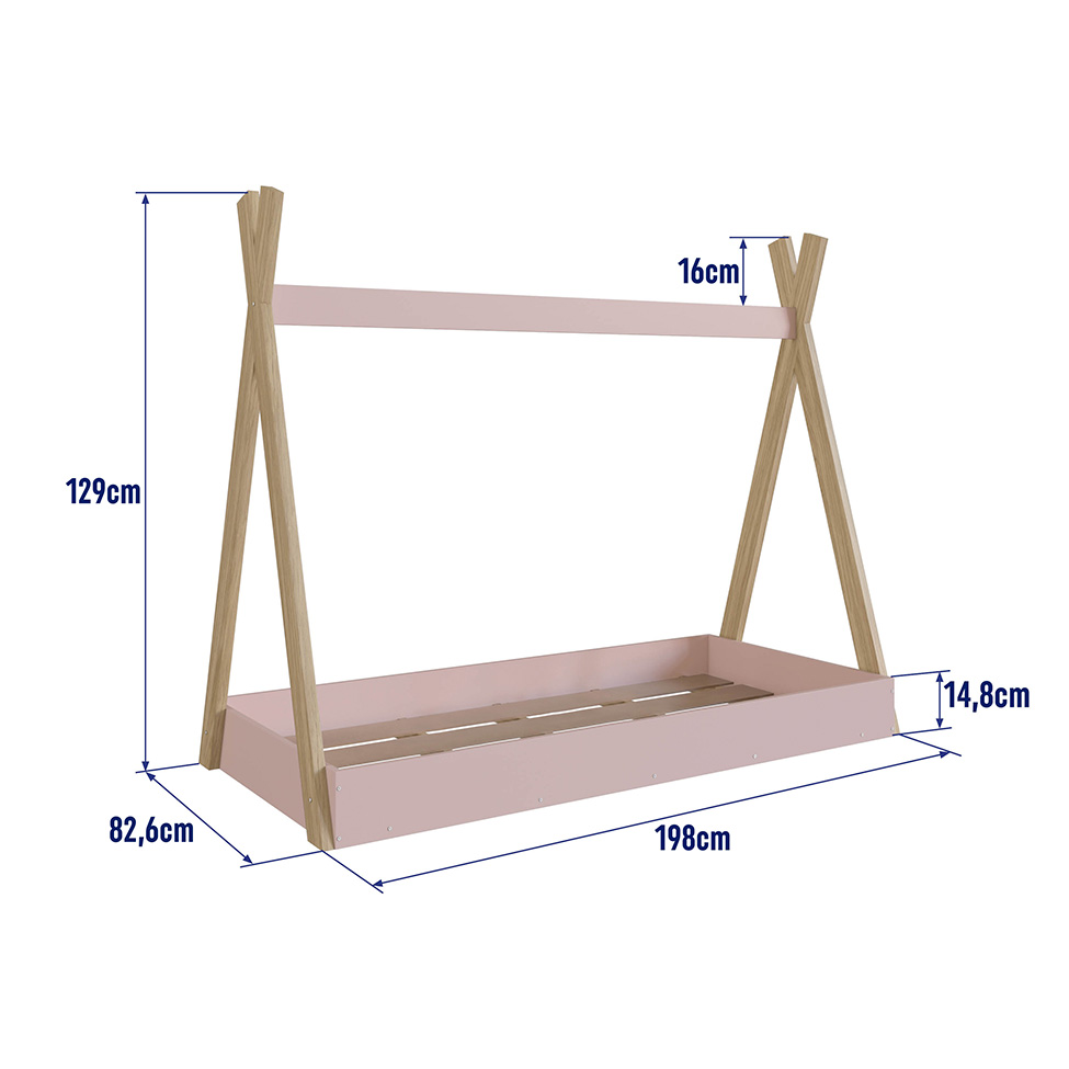 Cama Infantil Montessoriana Cabana Rosa e Itapuã