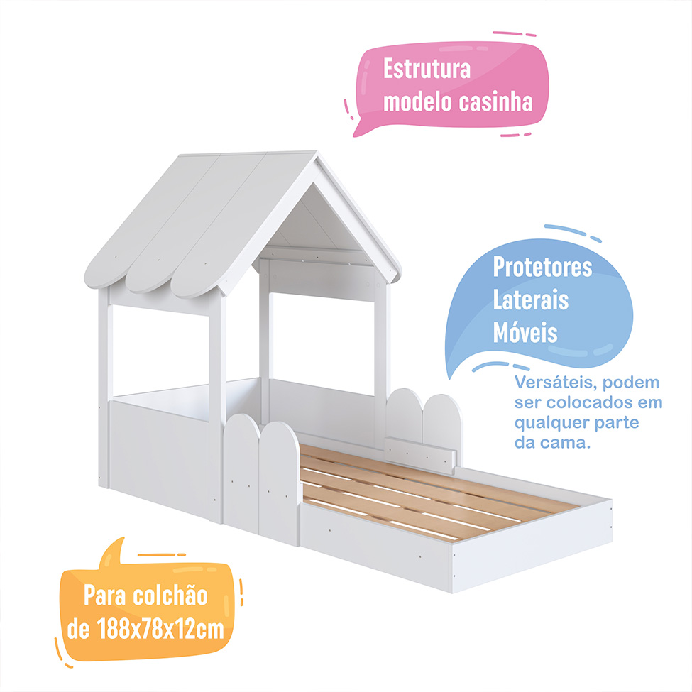 Cama Infantil Montessoriana Casinha Branca