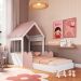 Cama Infantil Montessoriana Casinha Branca e Rosa