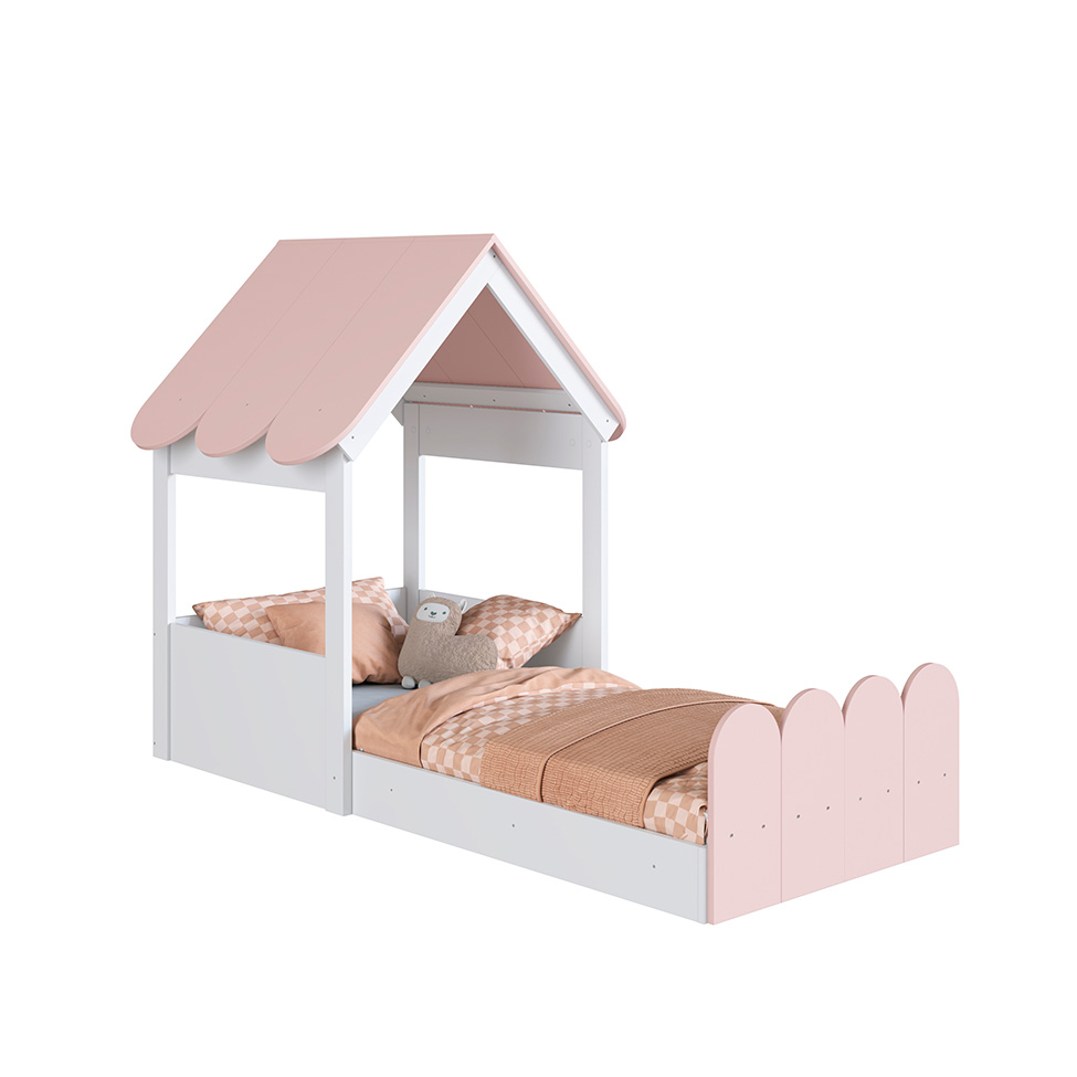 Cama Infantil Montessoriana Casinha Branca e Rosa