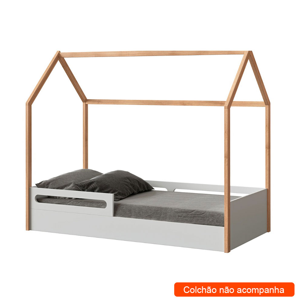 Cama Infantil Montessoriana Casinha Tivoli Branca e Mel