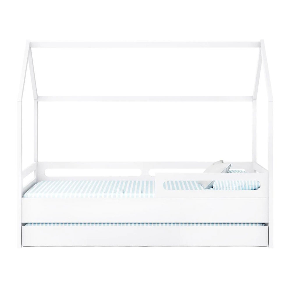 Cama Infantil Montessoriana Casinha Tivoli com Cama Auxiliar Branca