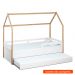 Cama Infantil Montessoriana Casinha Tivoli com Cama Auxiliar Branca e Mel