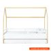 Cama Infantil Montessoriana Casinha Tivoli com Cama Auxiliar Branca e Nature
