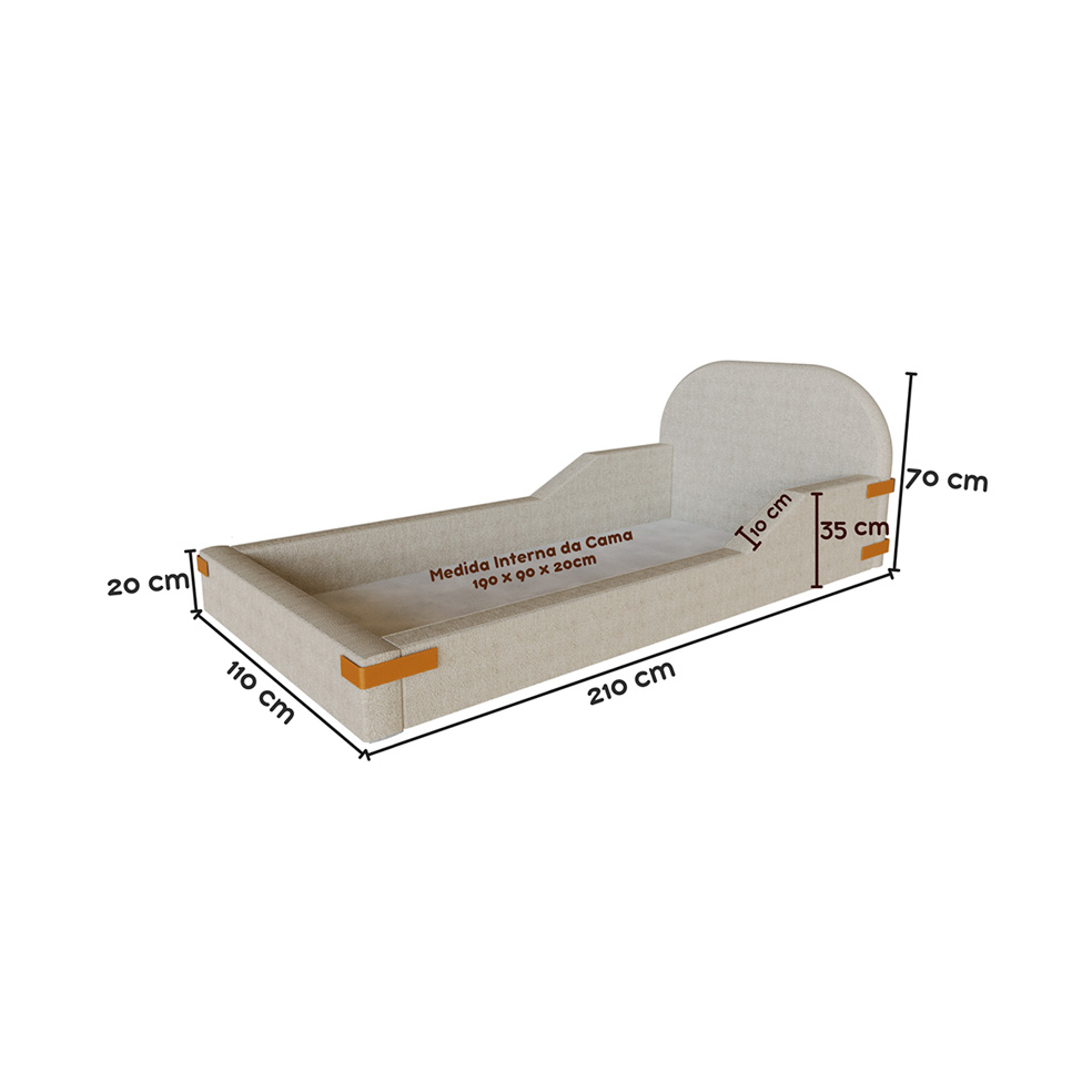 Cama Infantil Montessoriana Mavi Bouclé Bege e Caramelo