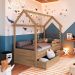 Cama Infantil Montessoriana Miney 2 GV Aveiro com Colchão Astra D20 Preto e Cinza