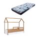 Cama Infantil Montessoriana Miney 2 GV Aveiro e Branco com Colchão Astra D20 Preto e Cinza