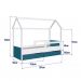 Cama Infantil Montessoriana Miney 2 GV Branco e Azul com Colchão Astra D20 Preto e Cinza