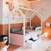 Cama Infantil Montessoriana Miney 2 GV Branco e Rosa com Colchão Astra D20 Preto e Cinza