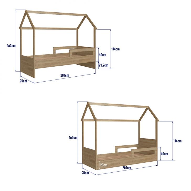 Cama Infantil Montessoriana Miney Aveiro com Colchão Solteiro D20 Preto e Cinza