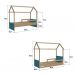 Cama Infantil Montessoriana Miney Aveiro e Azul com Colchão Astra D20 Preto e Cinza