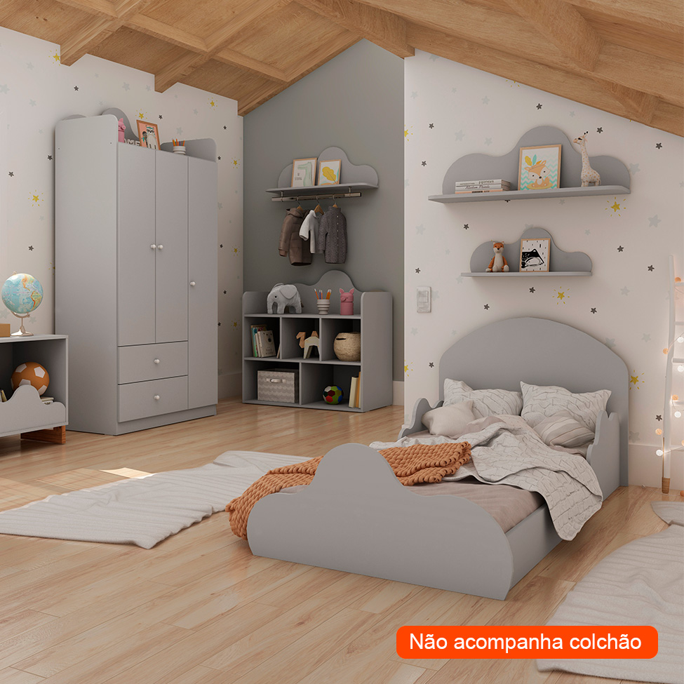 Cama Infantil Montessoriana Nuvem 100% MDF Fendi