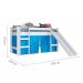 Cama Infantil Slide com Escorregador Branca e Azul com Colchão Astra D20 Preto e Cinza
