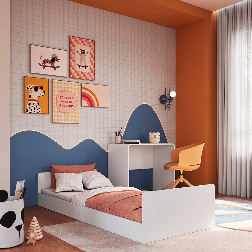 Cama Infantil com Escrivaninha Curve Branca