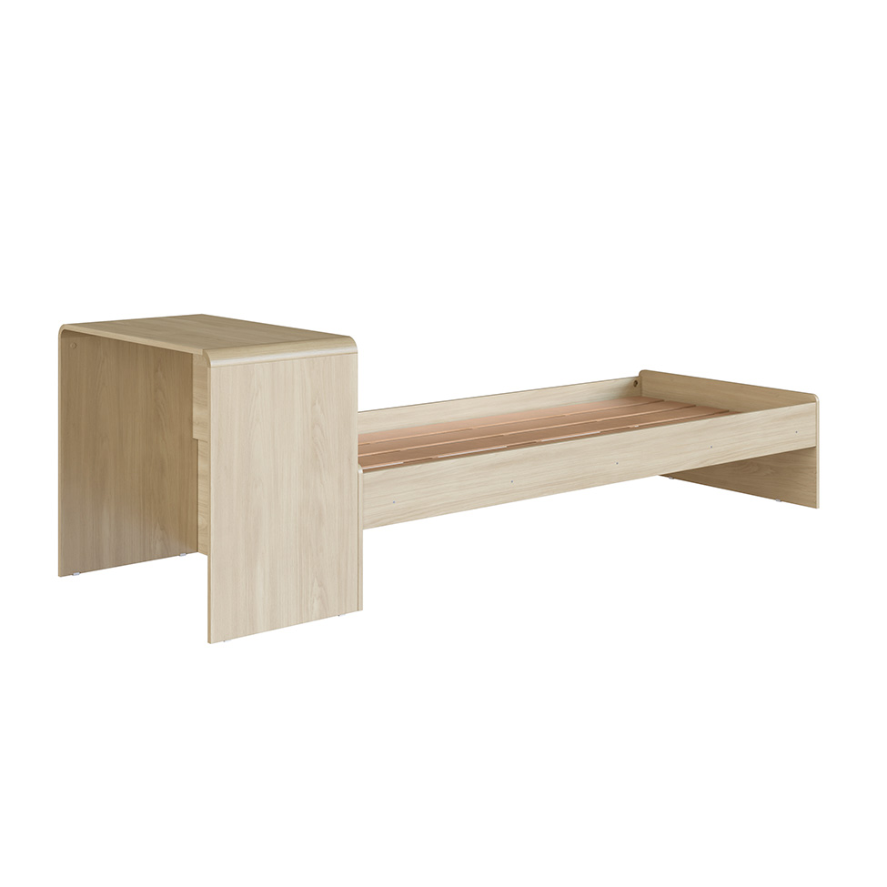Cama Infantil com Escrivaninha Curve Carvalho