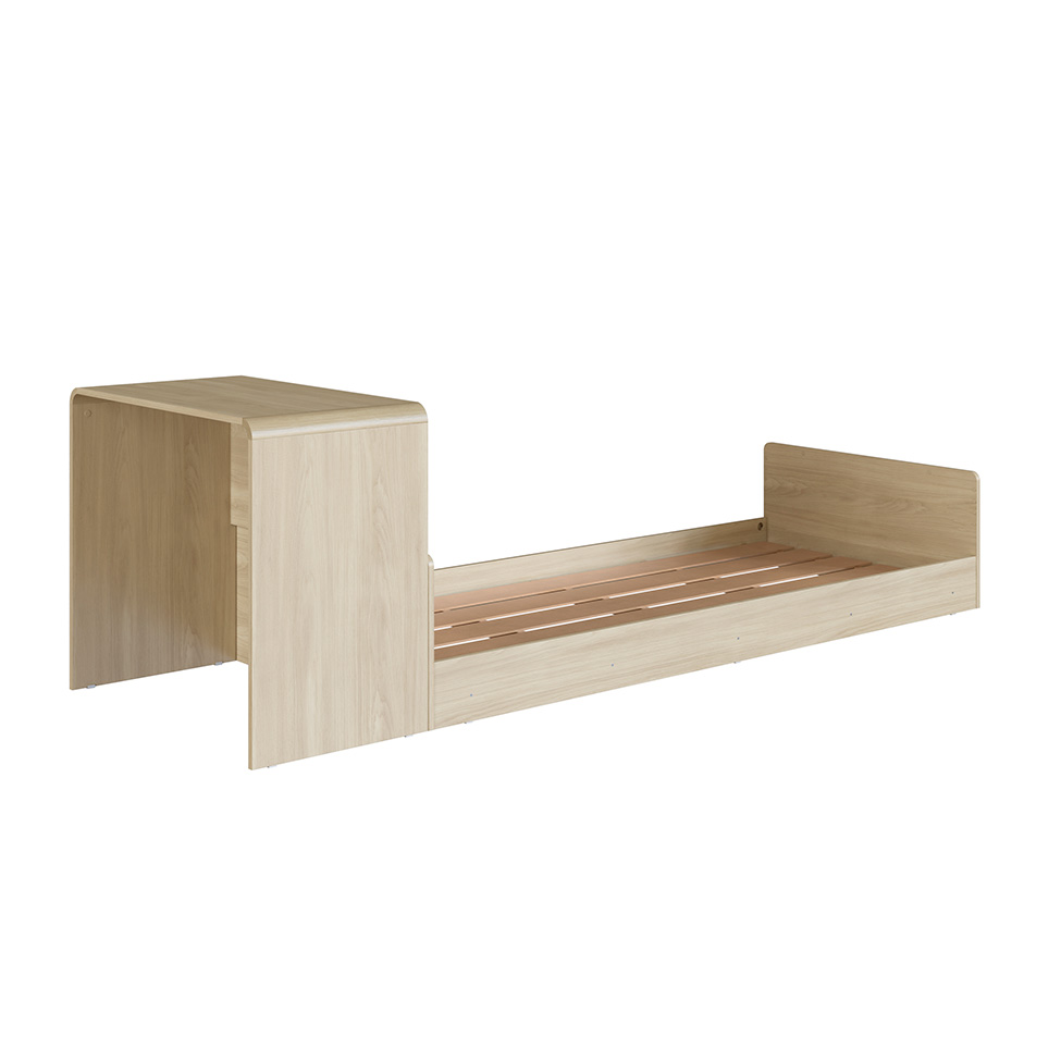Cama Infantil com Escrivaninha Curve Carvalho
