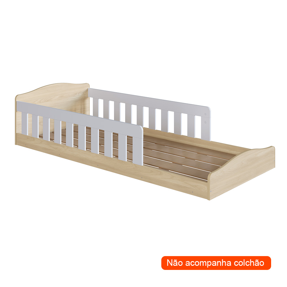 Cama Montessoriana Encanto Branca e Carvalho