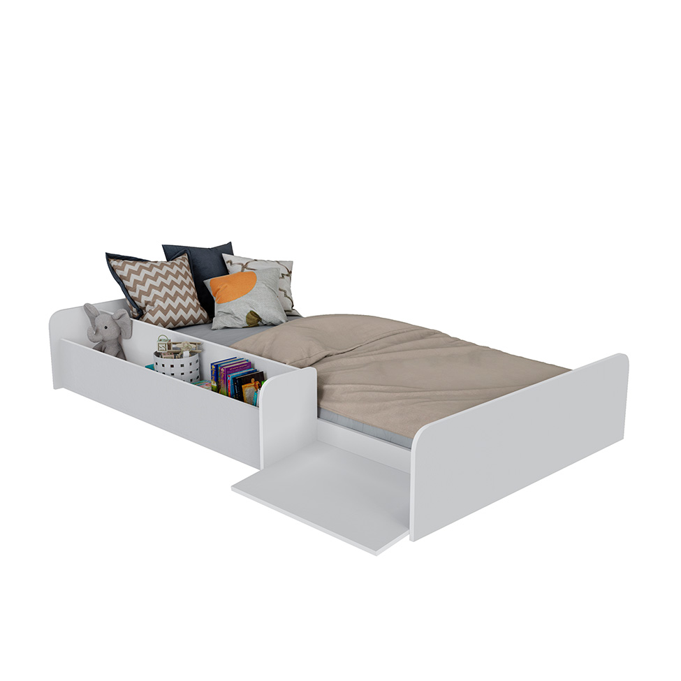Cama Montessoriana com Nicho e Rampa Dream Branca