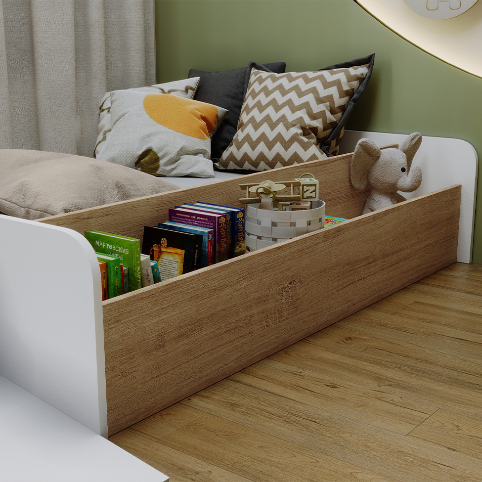 Cama Montessoriana com Nicho e Rampa Dream Branca e Mel