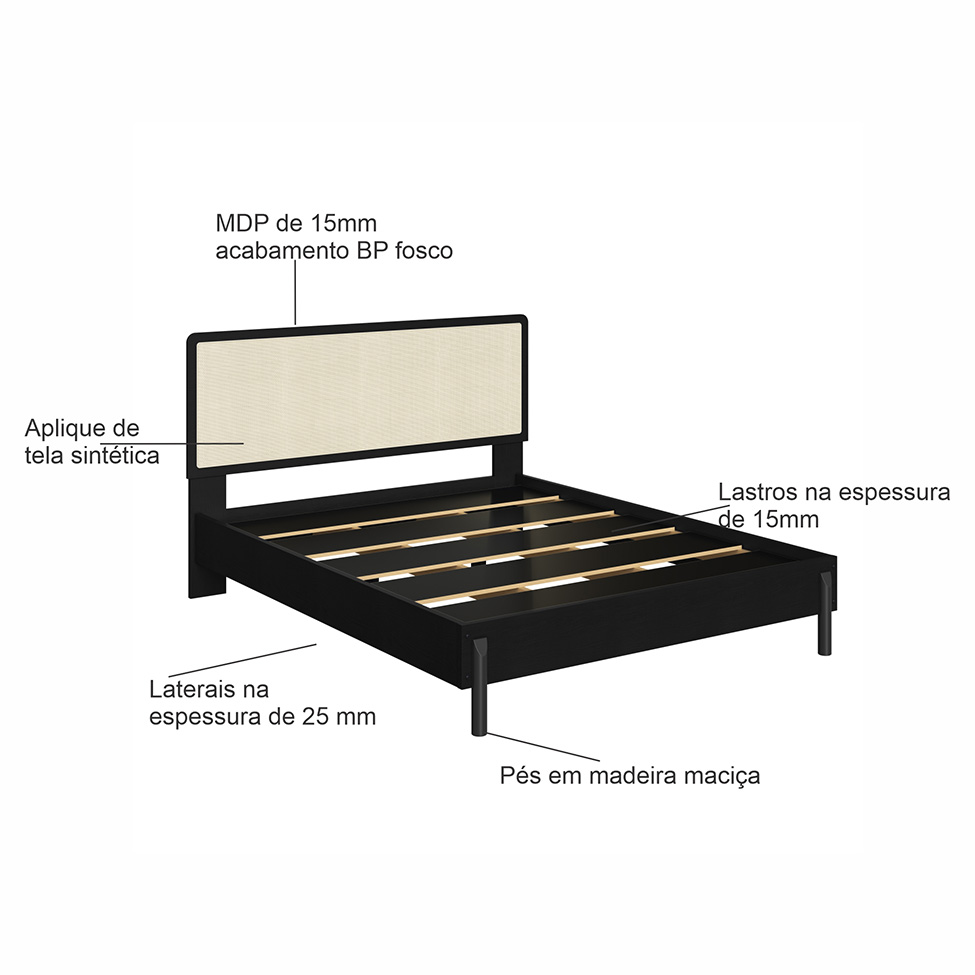 Cama Queen com Palhinha Oslo Nero