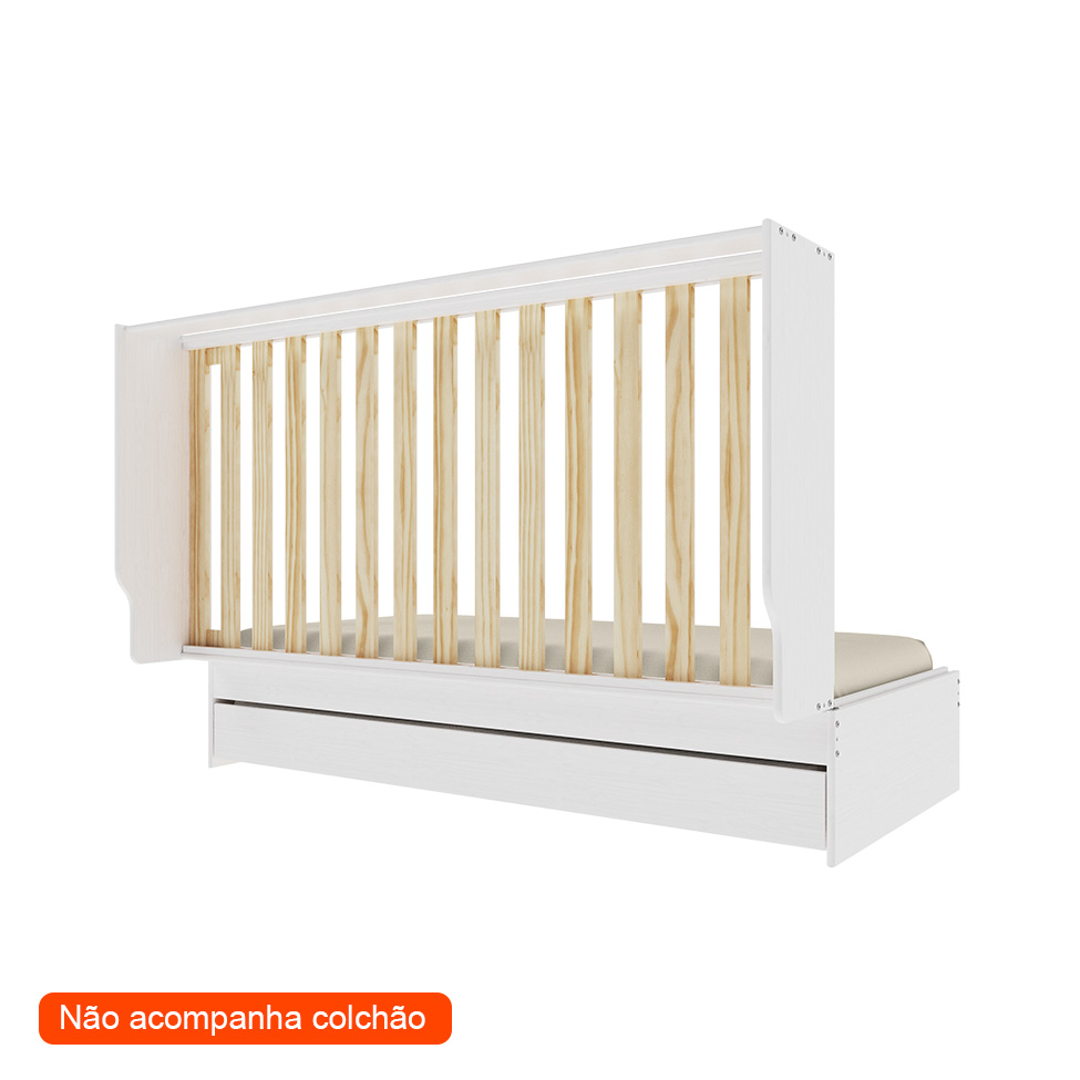 Cama Solteiro Extensível com Cama Auxiliar Flip Branca