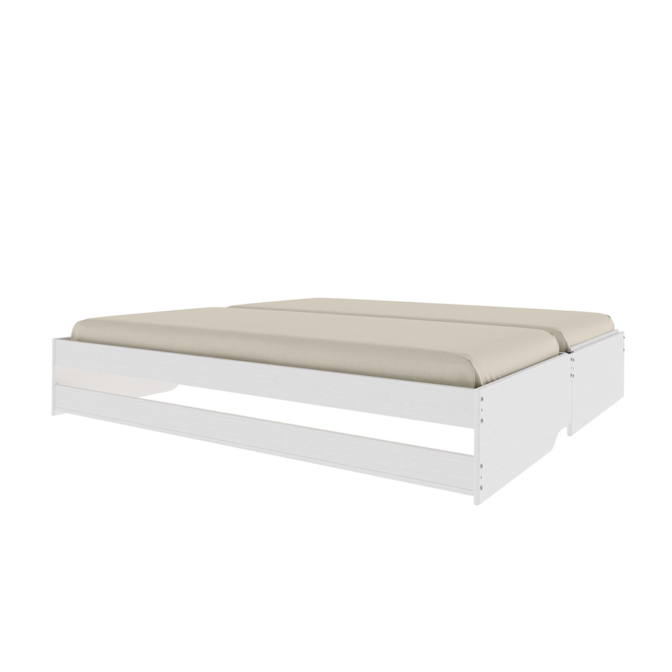 Cama Solteiro Extensível com Cama Auxiliar Flip Branca
