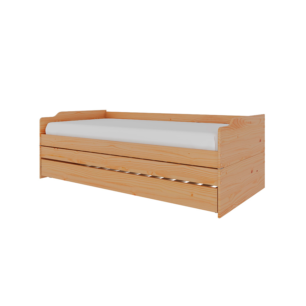 Cama Solteiro Extensível com Cama Auxiliar Flip Natural