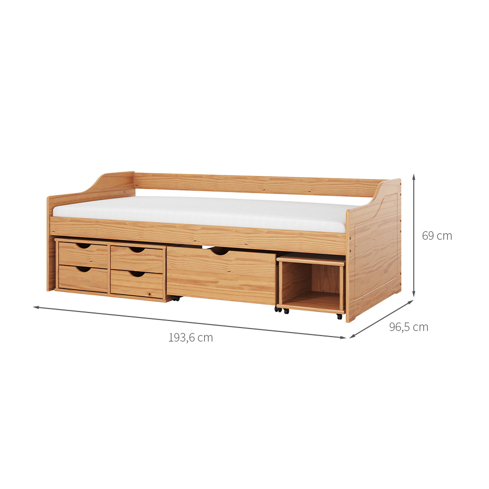 Cama Solteiro Floro 5 Gavetas Natural