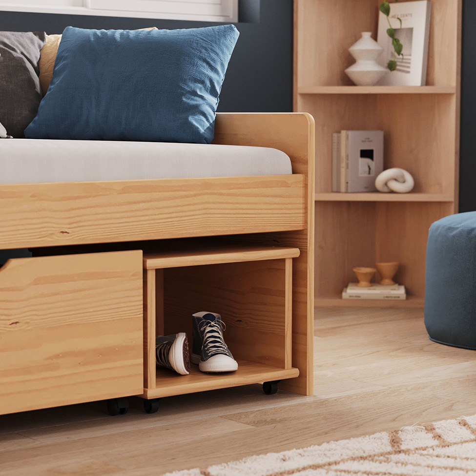 Cama Solteiro Floro 5 Gavetas Natural