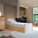 Cama Solteiro Flow com Baú Natural e Cinza Claro