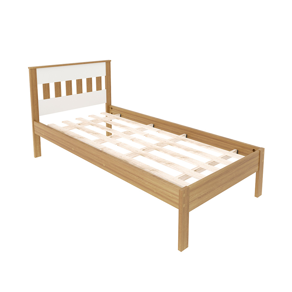 Cama Solteiro Gardênia Amêndoa e Branca