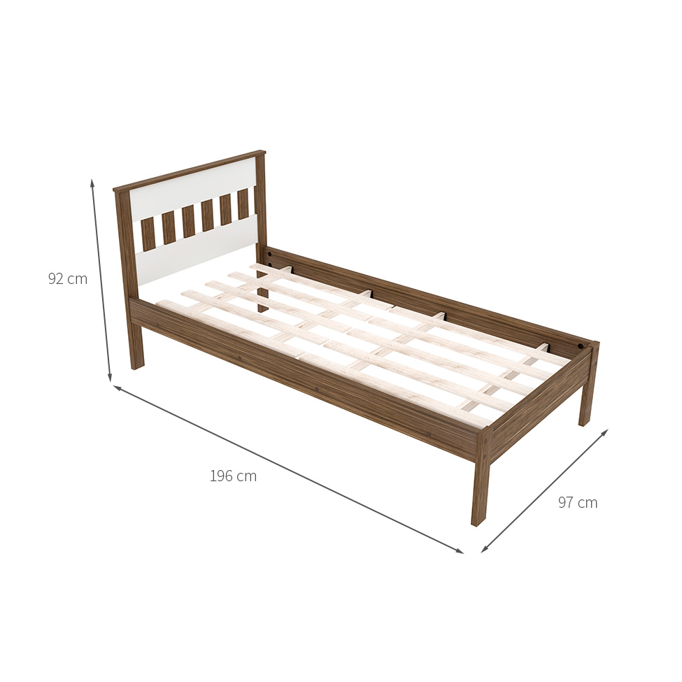 Cama Solteiro Gardênia Nogal e Branca
