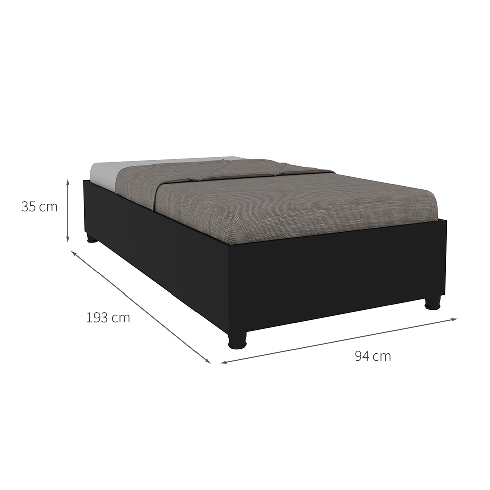 Cama Solteiro Monaco Preta