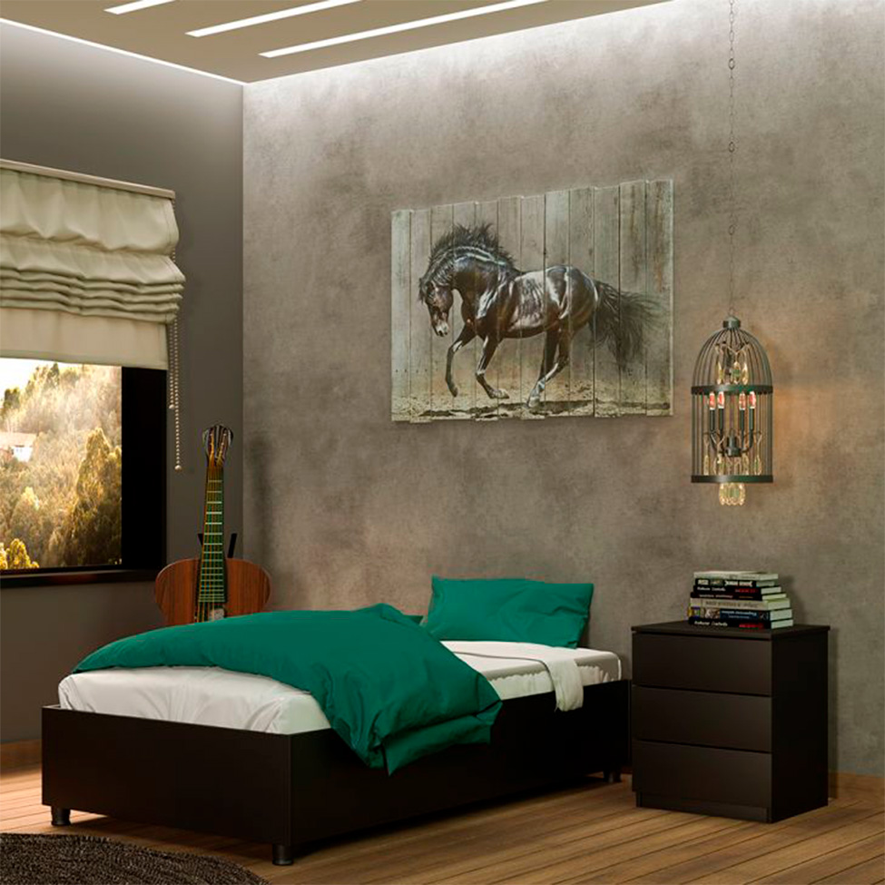 Cama Solteiro Monaco com Mesa de Cabeceira Veronna 3 GV Preto