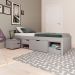Cama Solteiro Multifuncional Charme 5 GV Madeira Maciça Cinza Claro