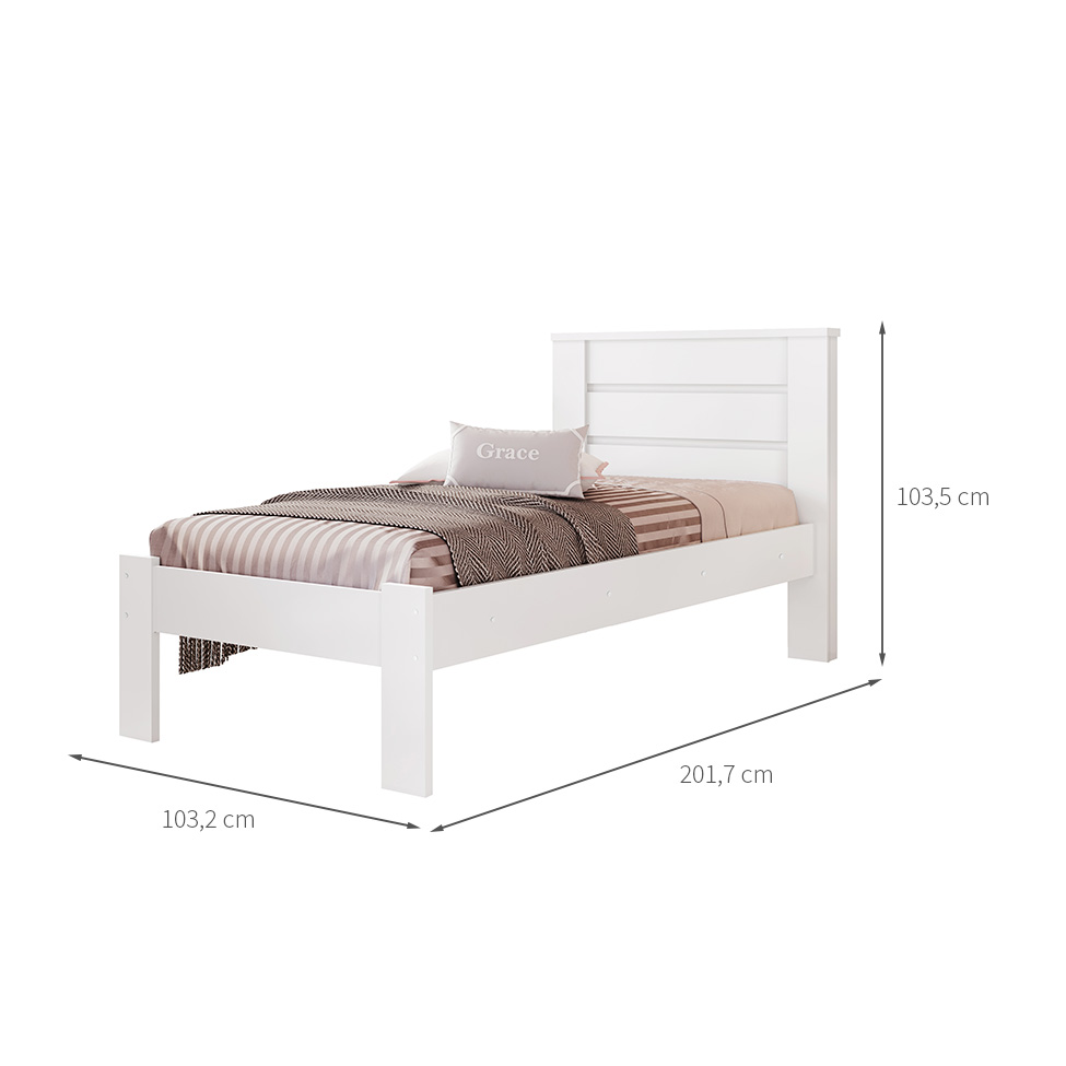 Cama Solteiro Rubi Branca