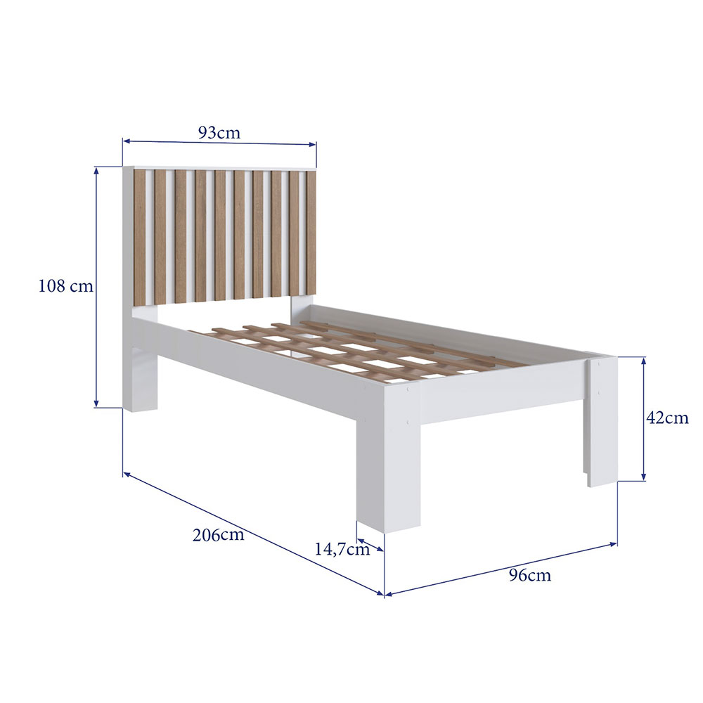 Cama Solteiro Tonelli Branca e Mel