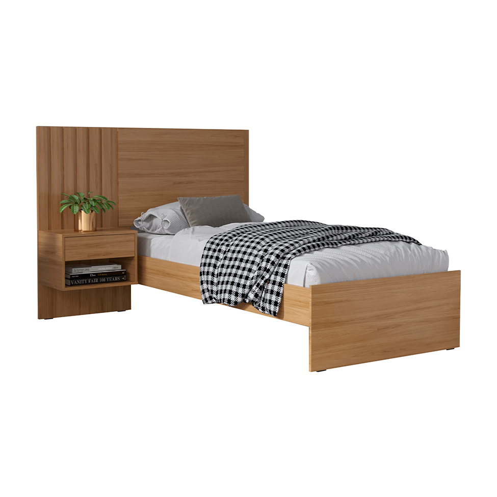 Cama Solteiro com Mesa de Cabeceira Zara Camaru